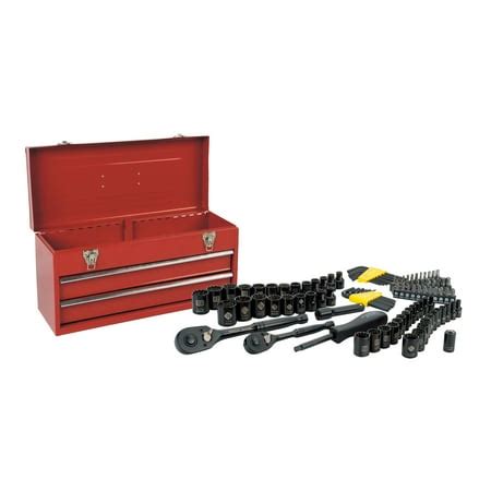 stanley 101-piece universal mechanics tool set with metal tool box|201pc Stanley Mechanics Tool Set (91.